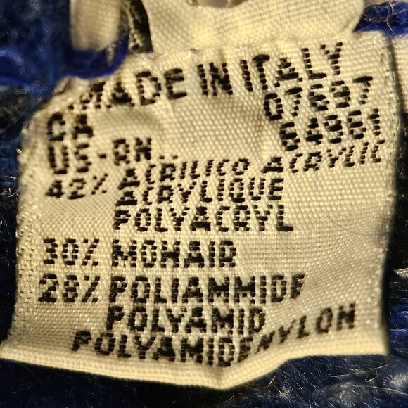 Vintage 80's Benetton Sweater Blue Gray Deep V-Neck Made in Italy XL EU 48 - Picture 8 of 9